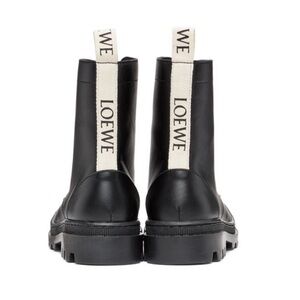 Loewe Black Leather Combat Boots in Sz 38
